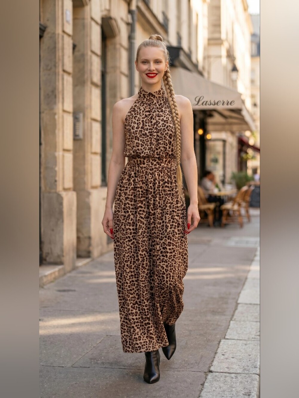 INC International Concepts Leopard-Print Halter MaxiDress in Tan & Black Size PL